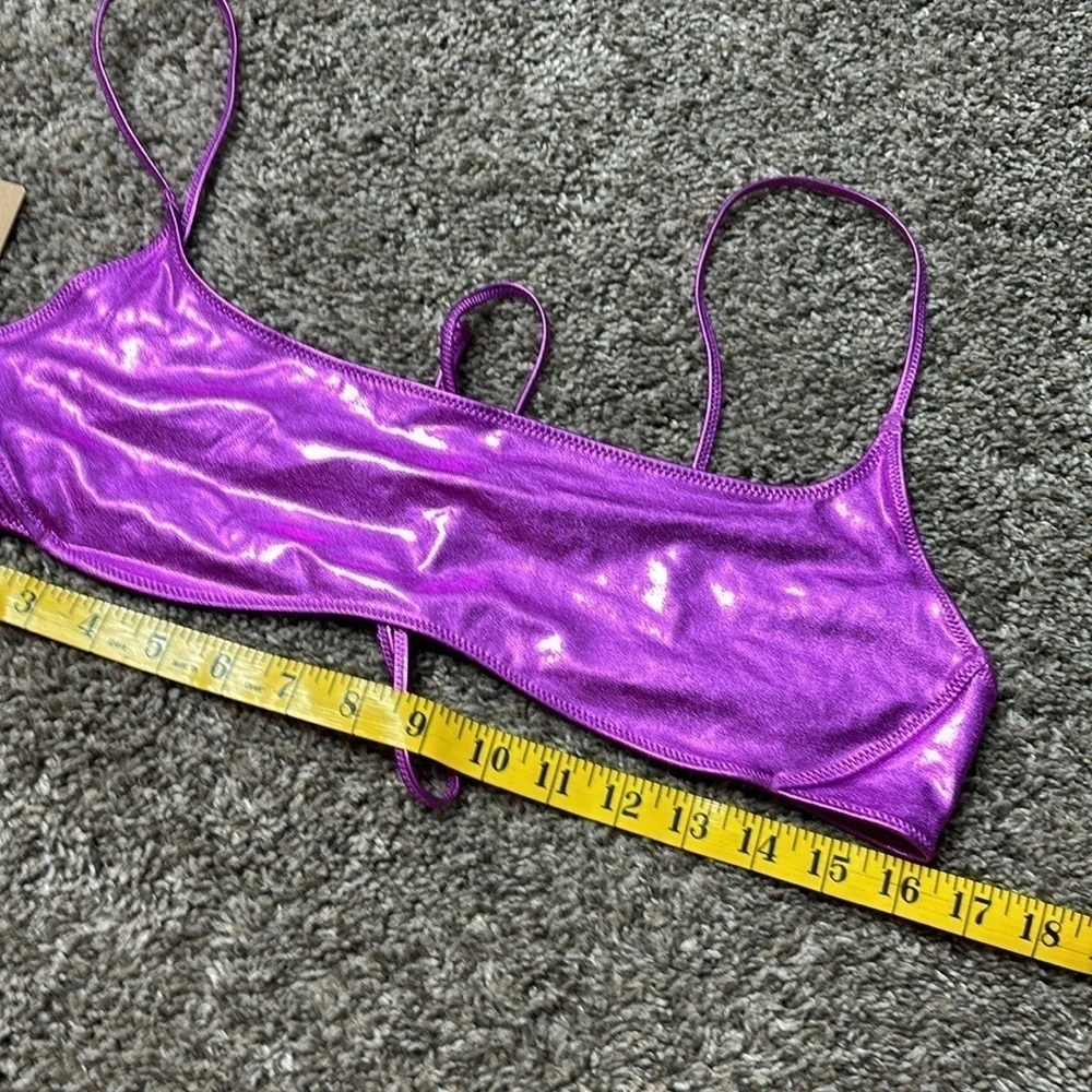 NWT SKIMS METALLIC SWIM TOP IN DRAGONFRUIT Sz XL
